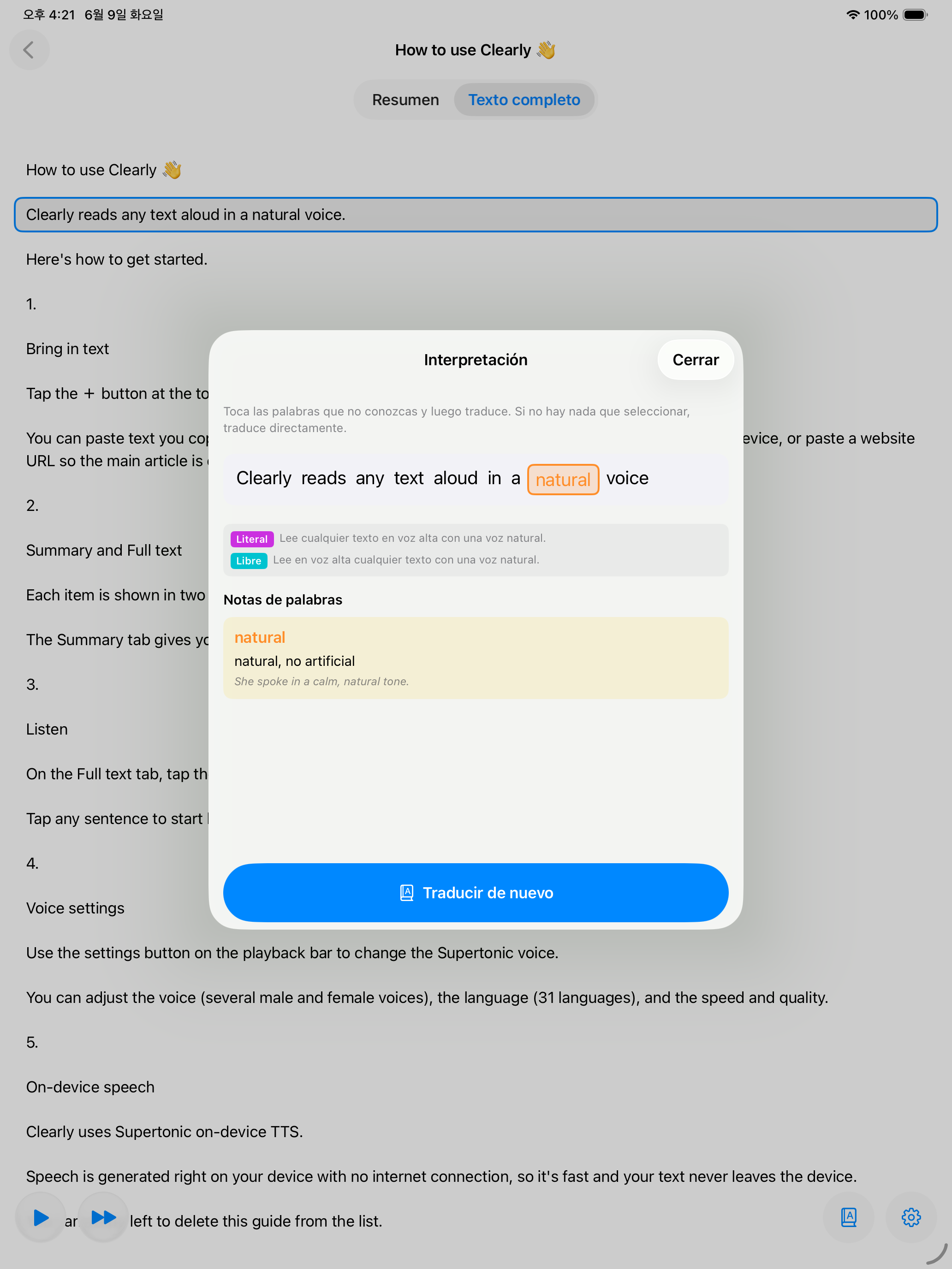 Clearly — Traduce y aprende con un toque (iPad)